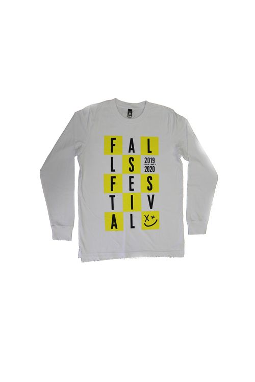Chequered White Long Sleeve Tshirt by Falls Festival
