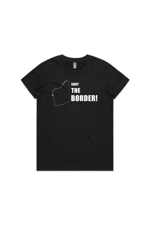 Shut The Border! Womens Black Tshirt by Jimmy Rees