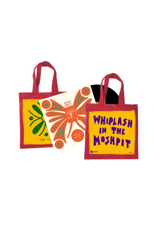 WHIPLASH IN THE MOSHPIT VINYL BUNDLE WITH HAND SEWN TOTE BAG ART PIECE by Mylee Grace