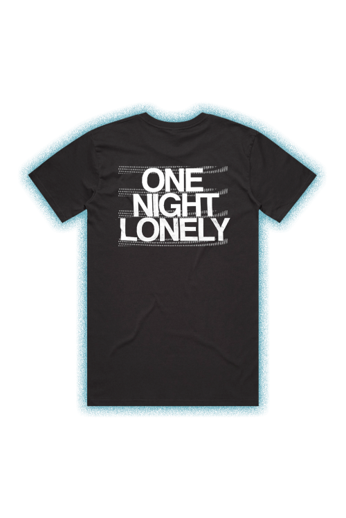 One Night Lonely Colour Swirl Black Tshirt by Powderfinger