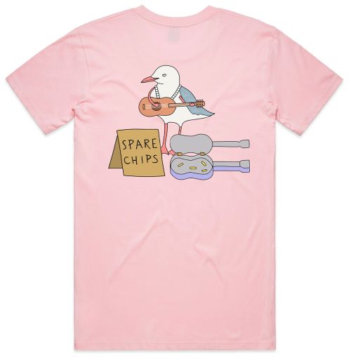 SPARE CHIPS ADULT UNISEX PINK TEE by Sam Cotton