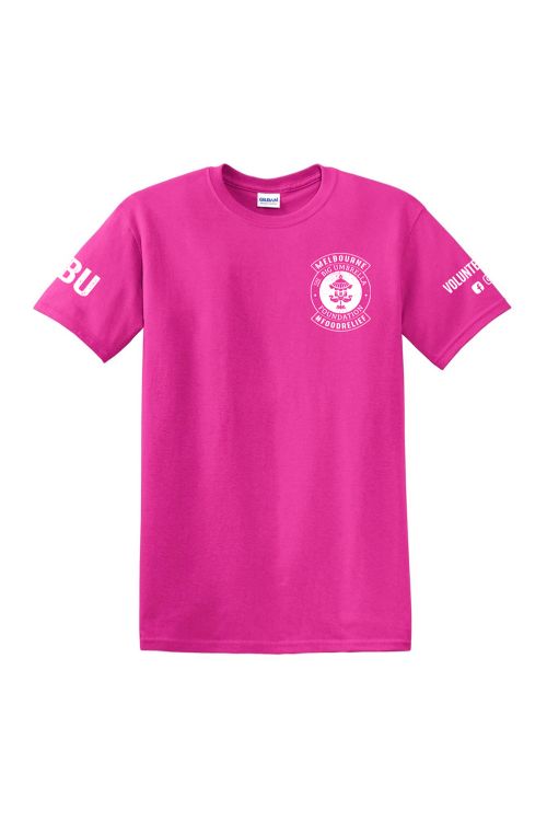 White Logo/Pink Tshirt by The Big Umbrella