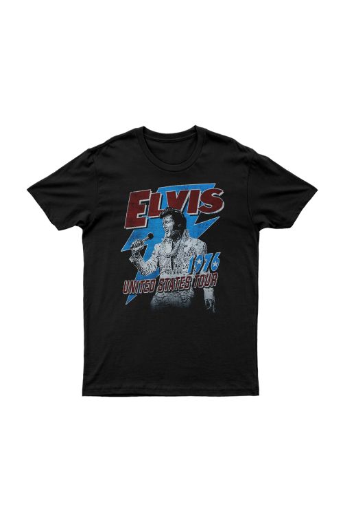 USA Tour 1976 Black Tshirt by Elvis Presley