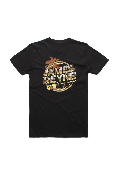 Endless Summer Gold Palms Black Tshirt by James Reyne