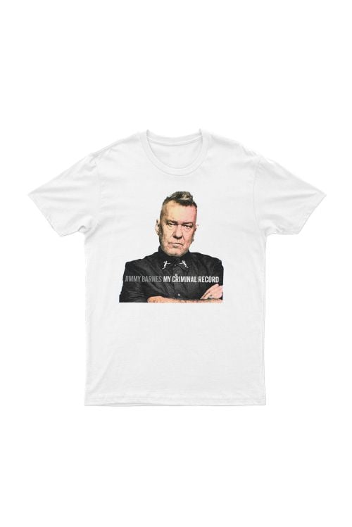 'My Criminal Record' White T-shirt by Jimmy Barnes