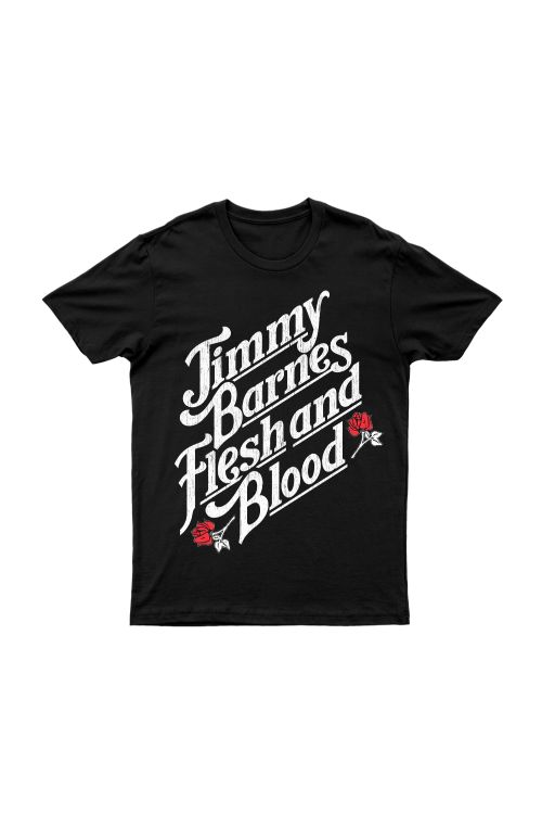 Flesh and Blood Script Black Tshirt by Jimmy Barnes