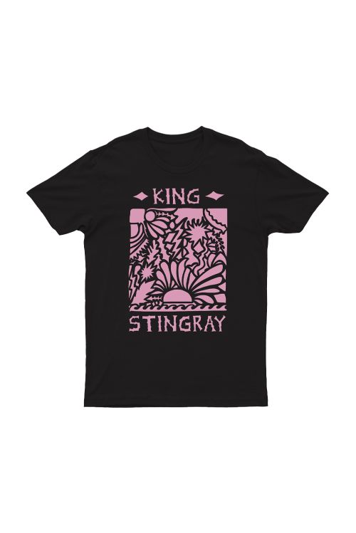 King Stingray Pink Forest Design Black Tshirt + Digital Download by King Stingray