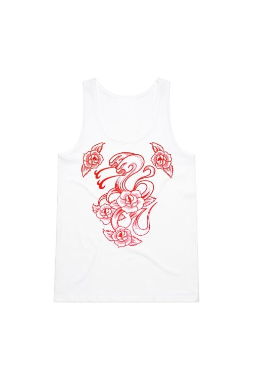 Red Snake Women's White Tank by Rose Tattoo