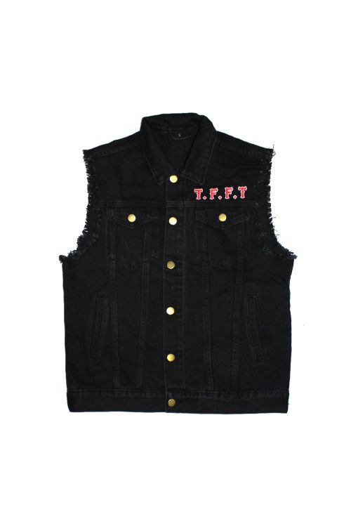 Black Denim Cutoff Embroided Vest (Limited) by Rose Tattoo