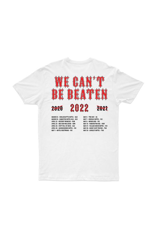WE CAN'T BE BEATEN - WHITE T SHIRT by Rose Tattoo