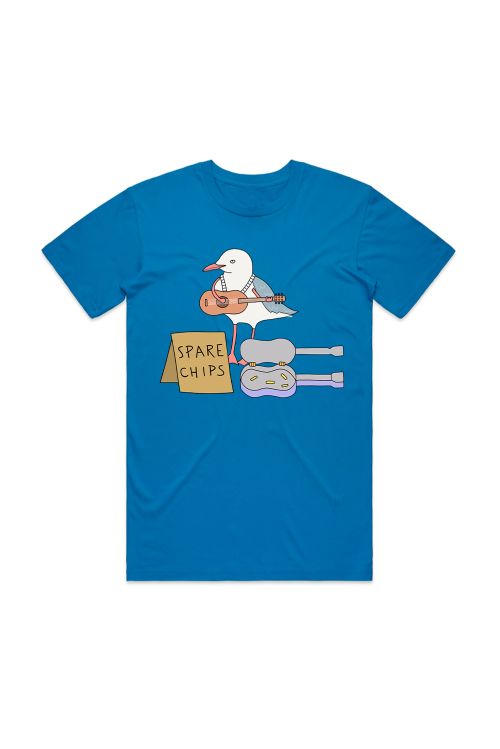 Spare Chips Blue Tshirt (Front Print) by Sam Cotton