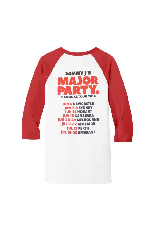 Major Party Tour Dates Red/White Raglan Tshirt by Sammy J