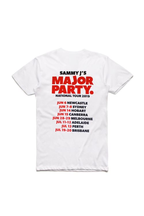 Major Party Tour Dates White Tshirt by Sammy J