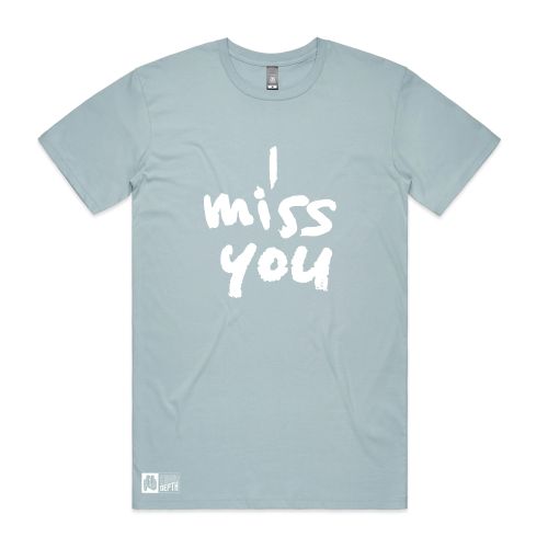 I Miss You pale blue tee by Thundamentals