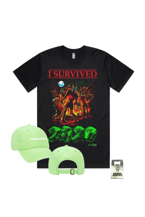 I SURVIVED 2020 PACK + ( Tee, Green Cap & Bottle Opener) by Thundamentals