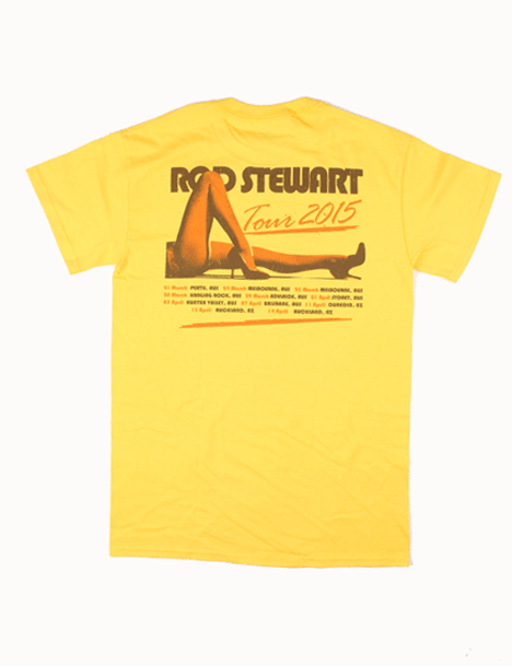 Hot Legs Retro Yellow Tshirt by Rod Stewart
