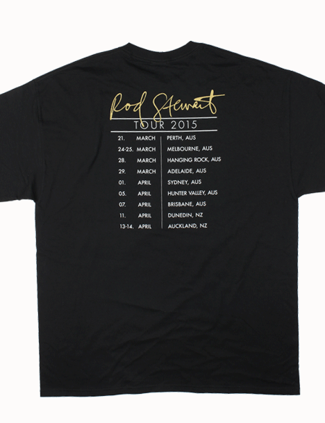 Smiling Black Tshirt by Rod Stewart