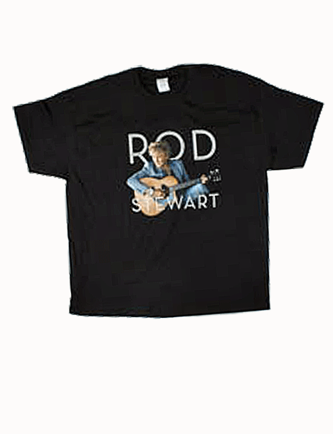 Stripes/Guitar Black Tshirt by Rod Stewart