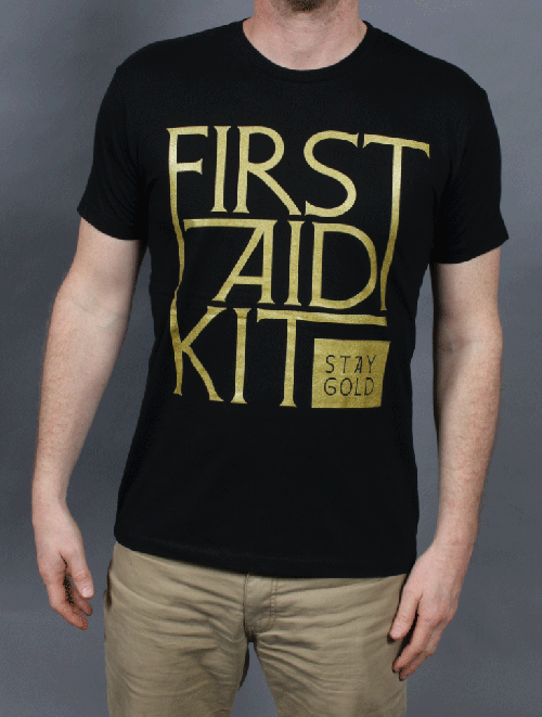 Gold Logo Black Tshirt by First Aid Kit