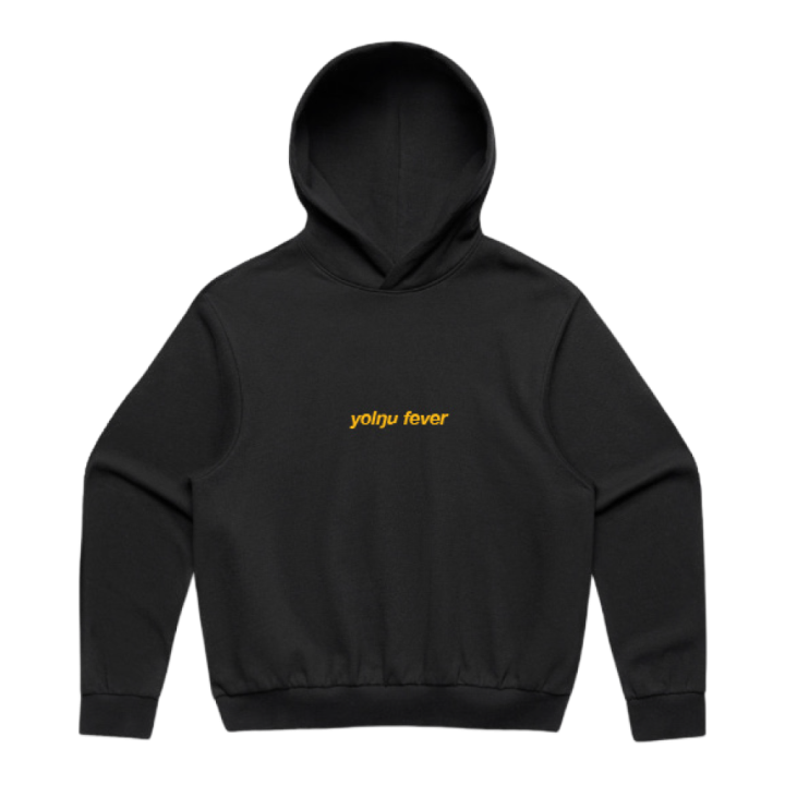 Yolnu  Embroidered Logo Black Pullover Hood