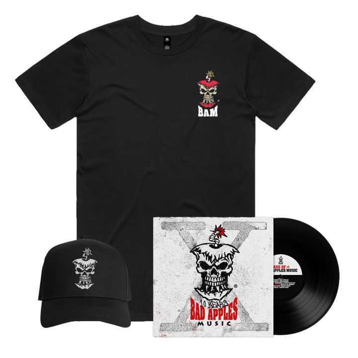BAD APPLES MUSIC - BAM 10th Anniversary Vinyl + Tshirt &amp; Cap Bundle