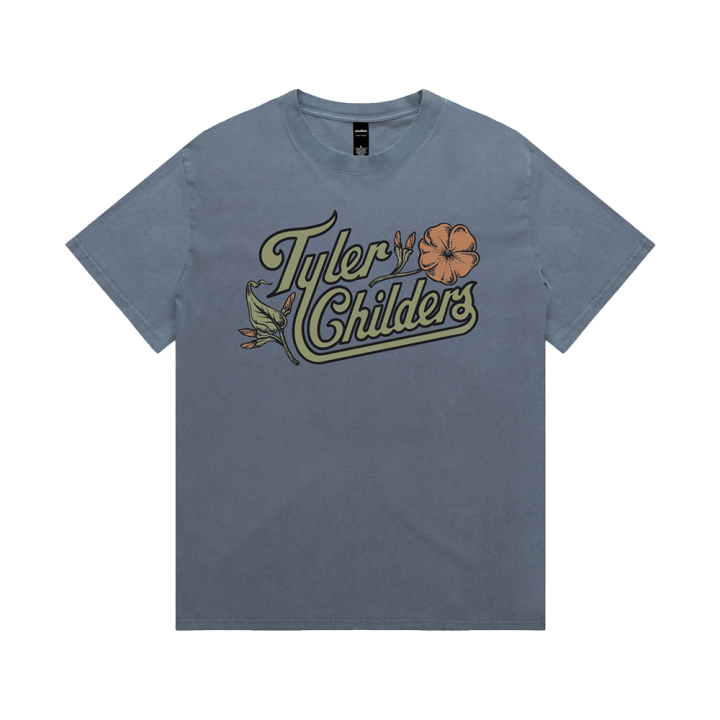 Flower Logo Faded Indigo Tshirt