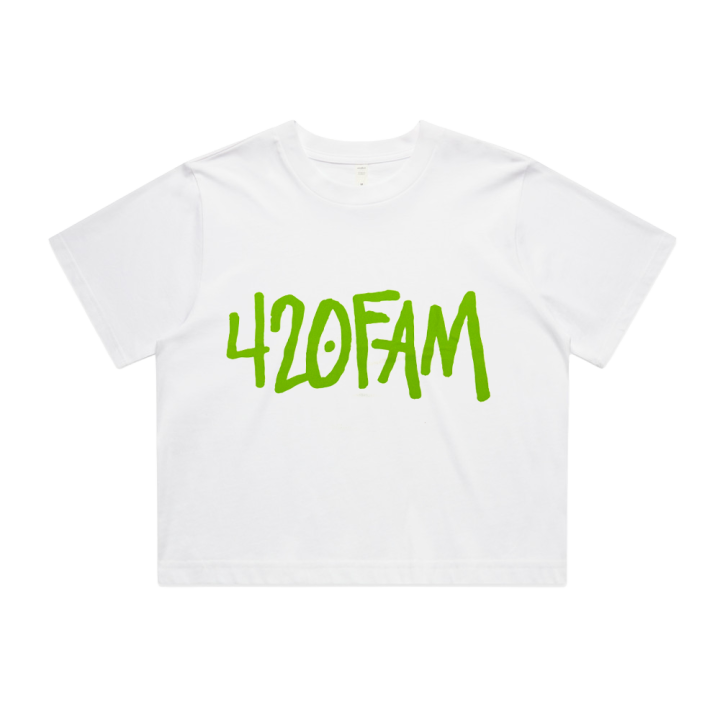 420FAM WHITE CROP LADIES TEE