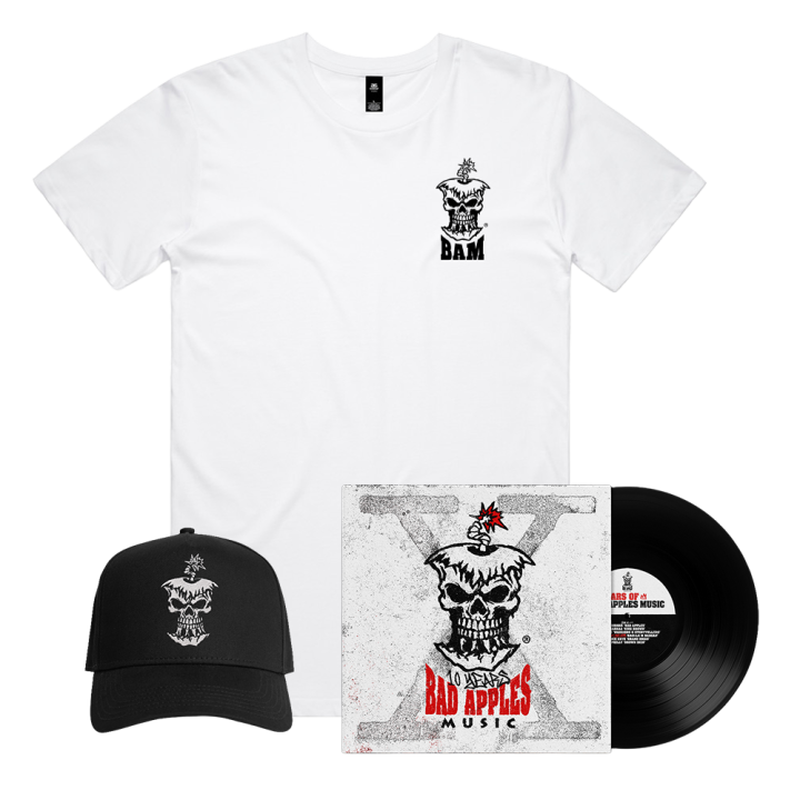 BAD APPLES MUSIC - BAM 10th Anniversary Vinyl + Tshirt &amp; Cap Bundle