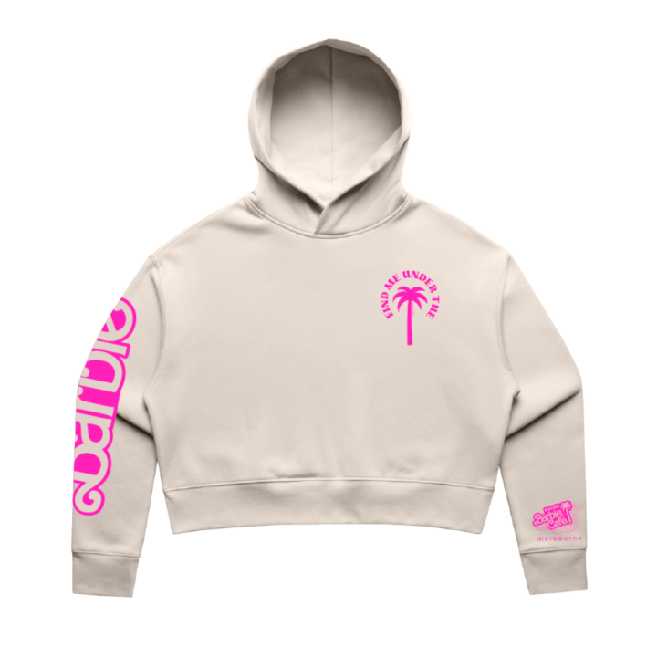 Women's bone crop hood Palm Trees