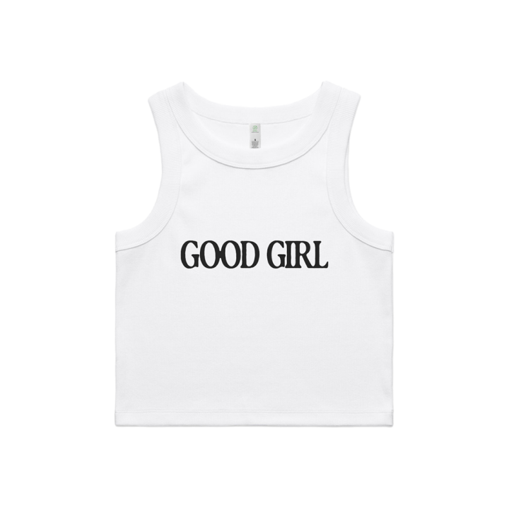 Good Girl Crop White Tank Top