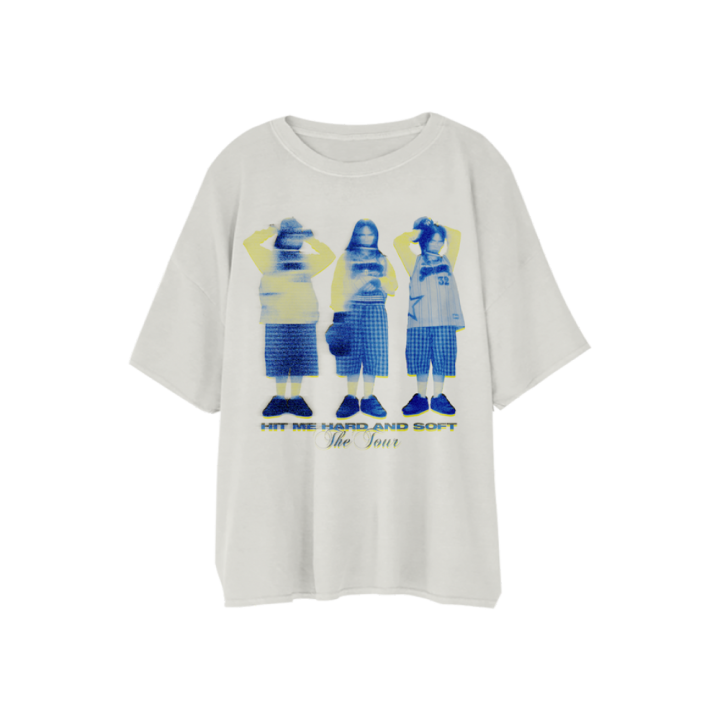 HIT ME HARD AND SOFT WORLD TOUR BLURRED WHITE LONG TEE