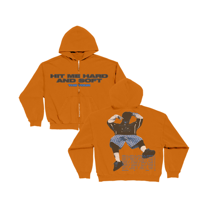 HIT ME HARD AND SOFT WORLD TOUR ORANGE ZIP HOODIE