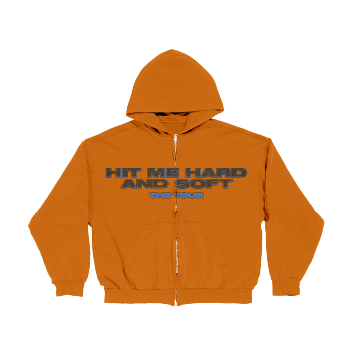 HIT ME HARD AND SOFT WORLD TOUR ORANGE ZIP HOODIE