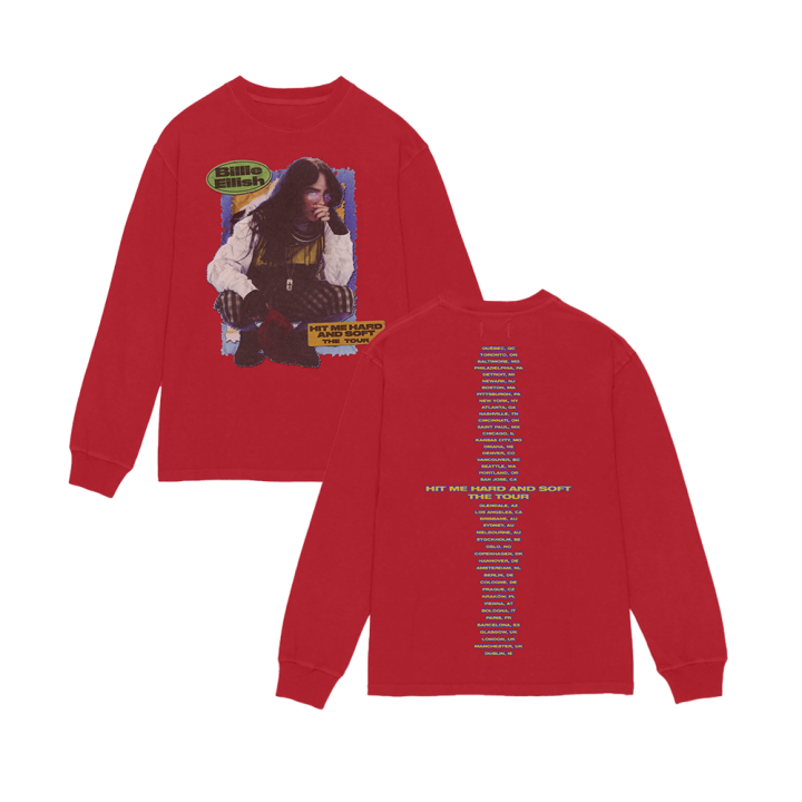 HIT ME HARD AND SOFT WORLD TOUR RED LONGSLEEVE