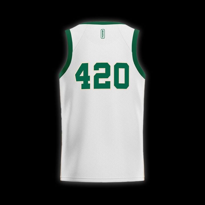 420 Green/White Basketball Jersey