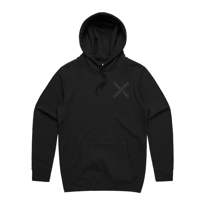 COSENTINO X - BLACK WRITING BLACK HOODIE