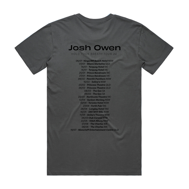 Josh Owens - Hold Your Breath Tour 2024 Charcoal Tshirt