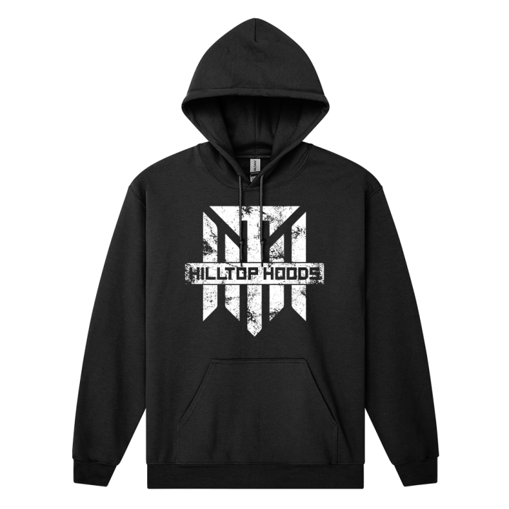 Distressed Logo Black Hoody
