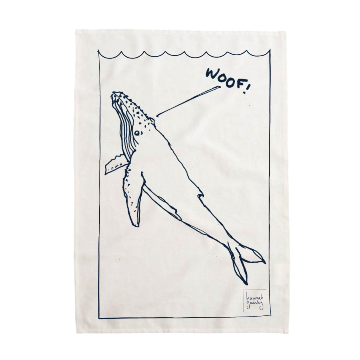 WOOF! Whale Tea Towel