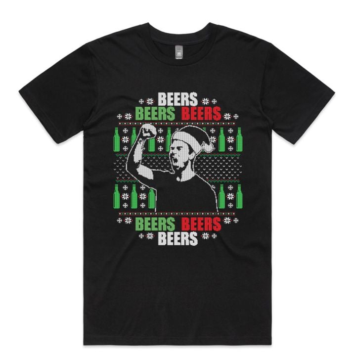 BEERS XMAS MENS BLACK TSHIRT