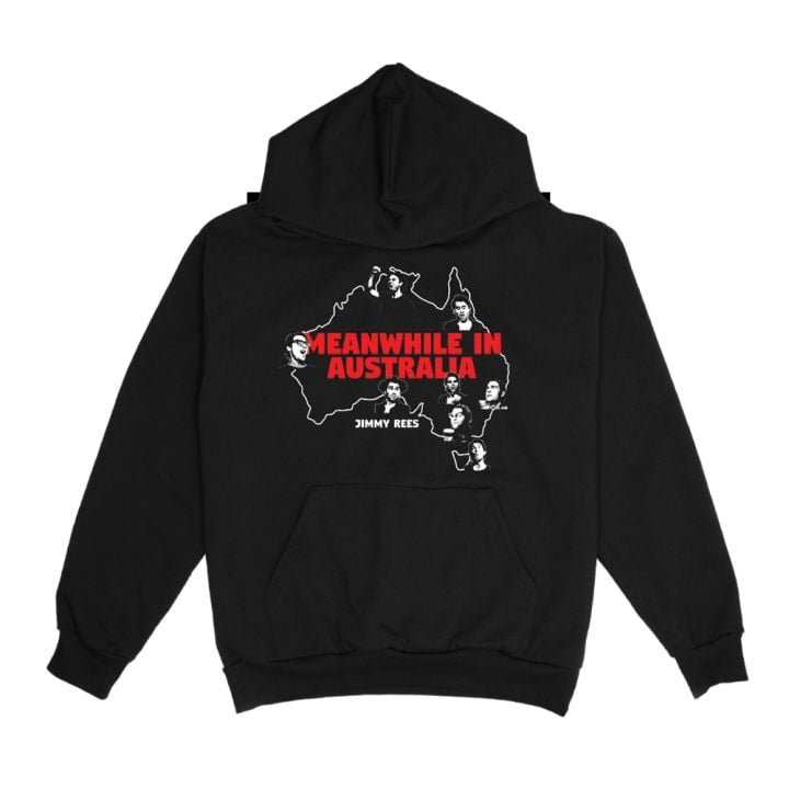 MEANWHILE IN AUSTRALIA MAP BLACK HOODY w/New DATES