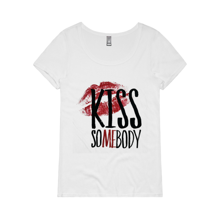 Kiss Somebody Lips White Ladies Tshirt