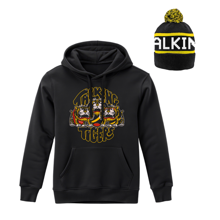 Talking Tigers Black Hoodie/Beanie Bundle