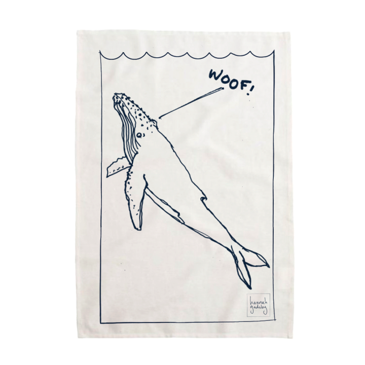 WOOF! Whale Tea Towel