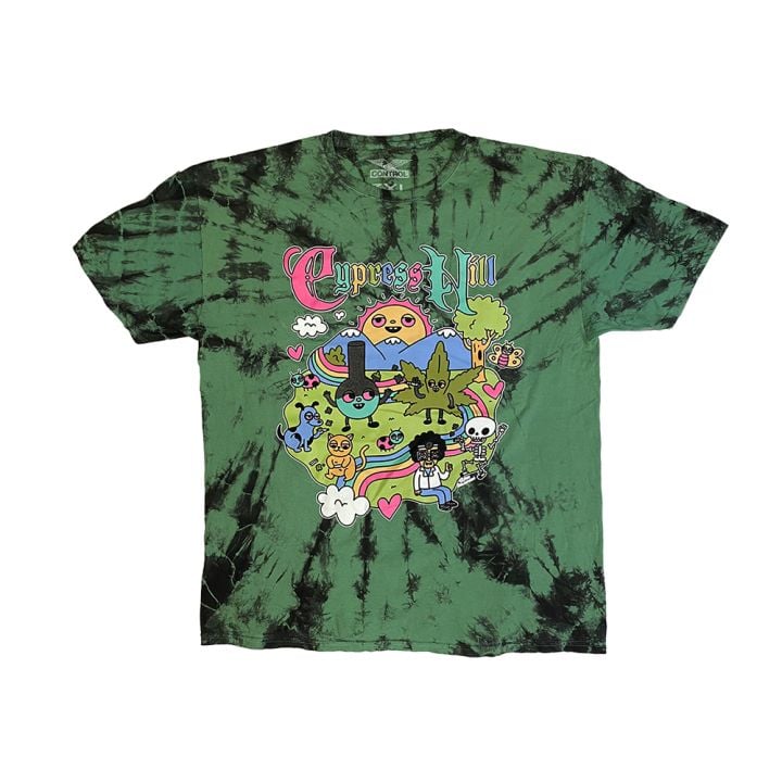 Cypress Hill &quot;Sean Solomon&#039;s Happy Time&quot; T-shirt in Green and Black Tie Dye