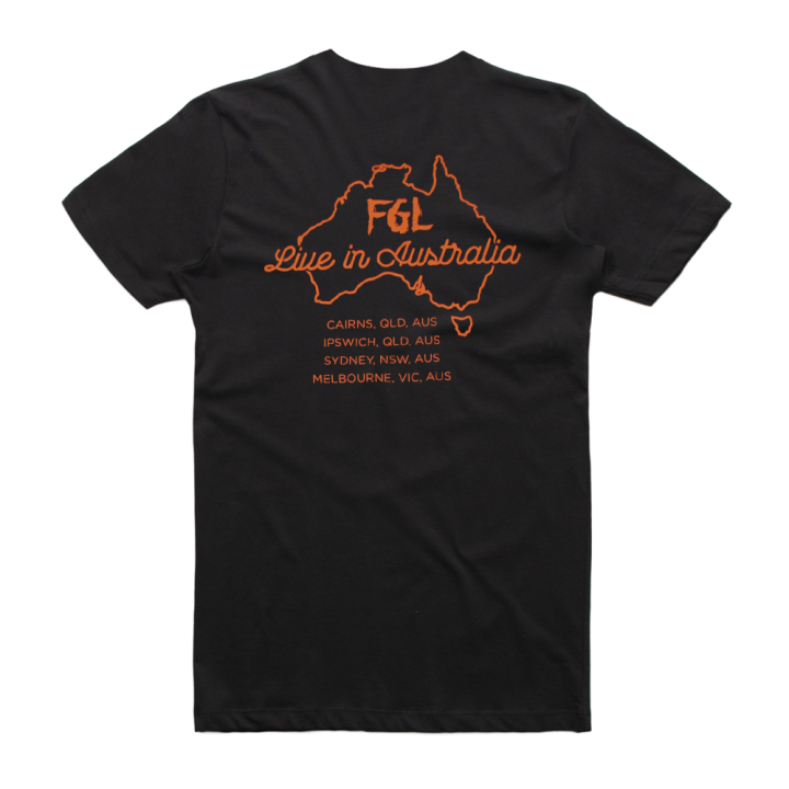 Live Australian Tour Black Tshirt w/dateback