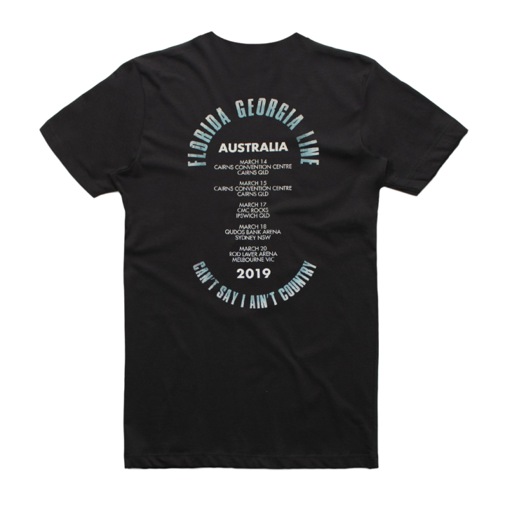 Circle Logo Australian Tour Black Tshirt w/dateback