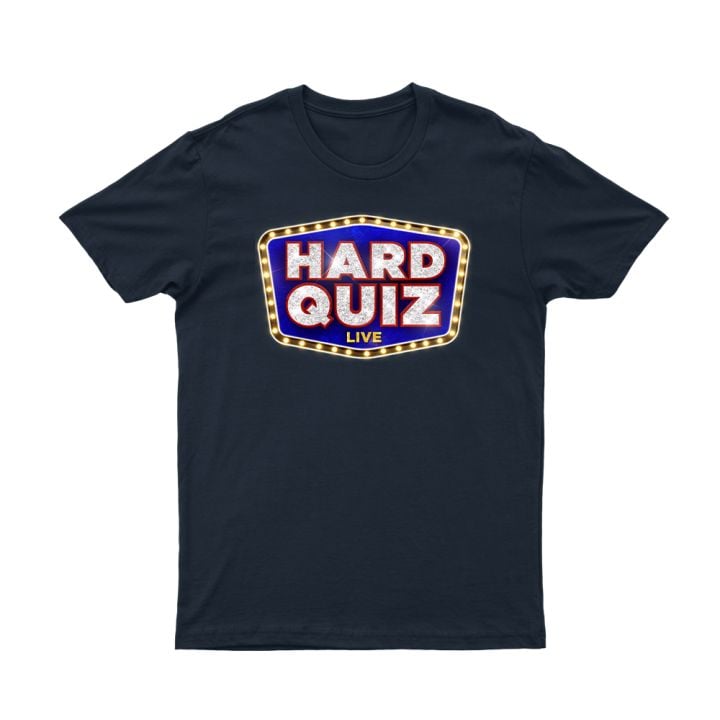 Hard Quiz LIVE logo Front Navy Tshirt
