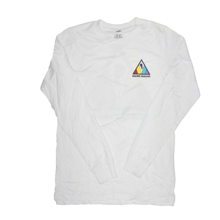 Colorful Triangle White Longsleeve Tshirt