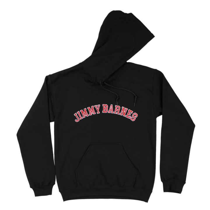 Jimmy Barnes Hoodie (Red + White Embroidery)